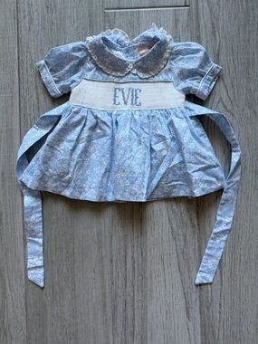 Smockingbird Girls' Light Blue Floral Formal Dress - 24M